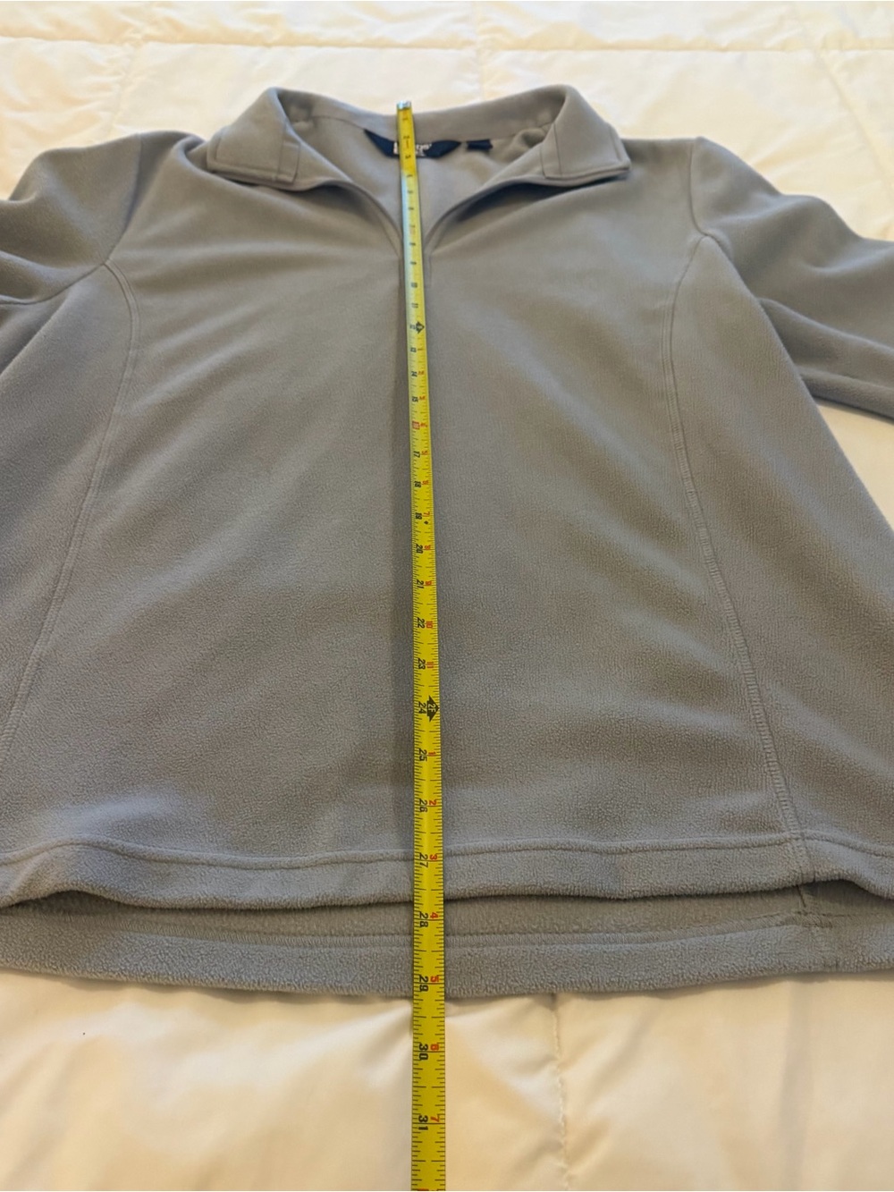 Lands' End Women's Light Gray Half-Zip Fleece Pullover - Picture 4 of 10